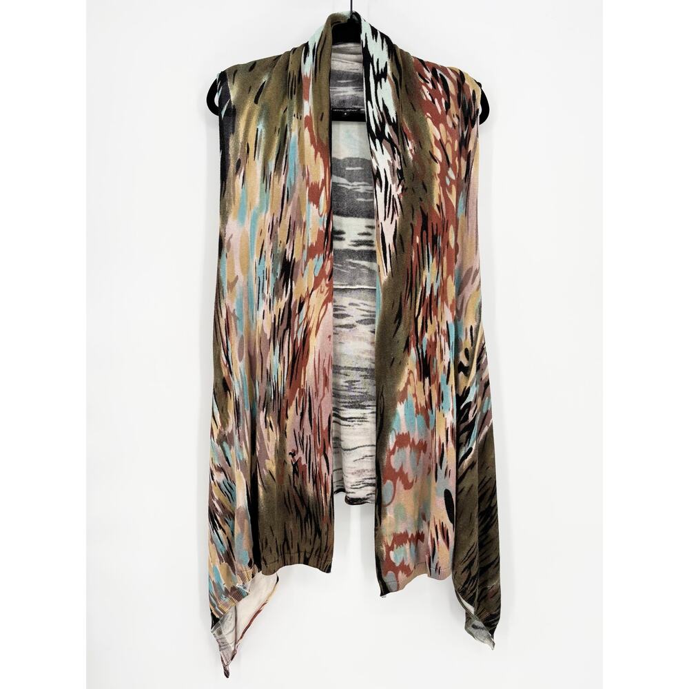 Dor Dor Couture Open Front Long Knit Asymmetrical Vest Size S